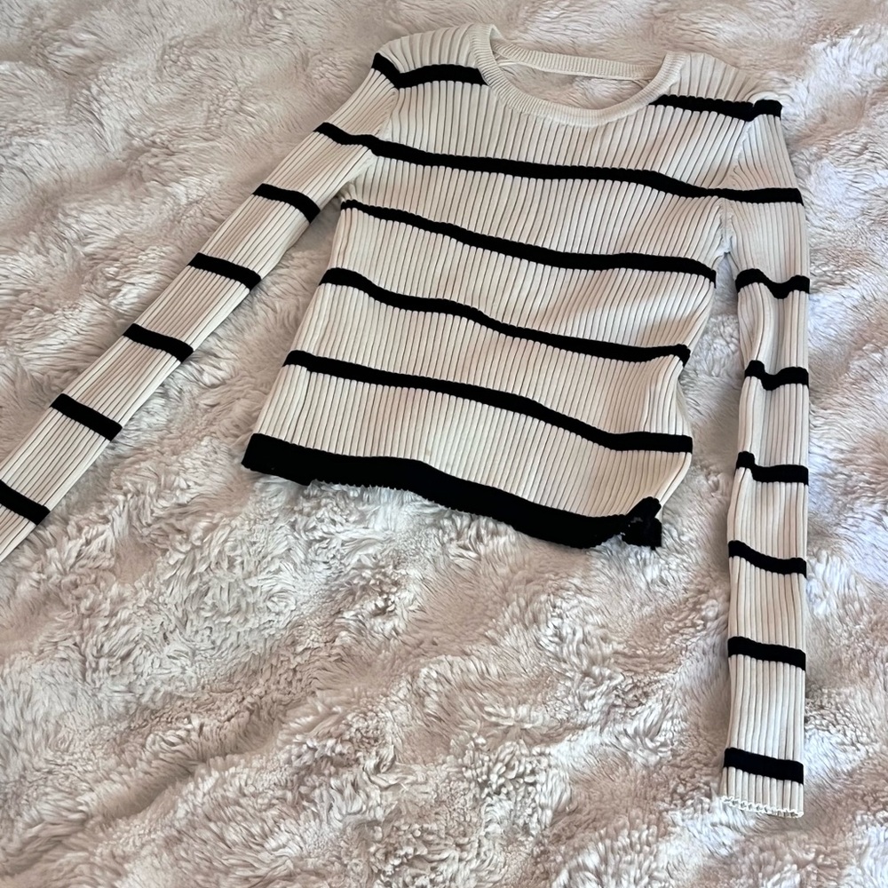 Striped Ribbed Long Sleeve Sweater